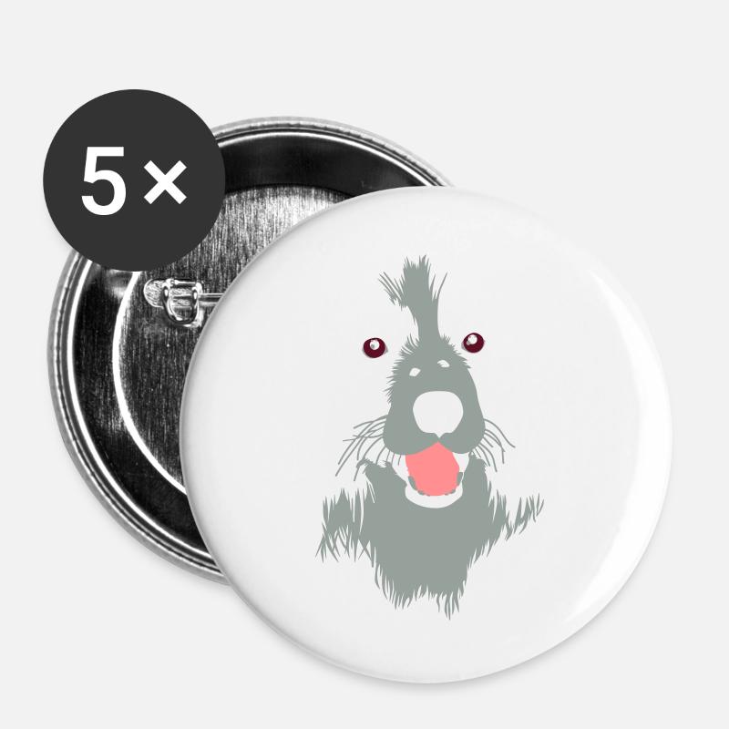 Facing Dog - Buttons large 2.2''/56 mm (5-pack) - white