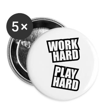 work_hard_play_hard_rp1 - Lot de 5 grands badges (56 mm) - blanc - Devant