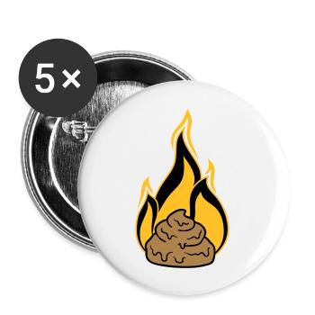 shit is on fire scheisse kot haufen haeufchen kack - Buttons groß 56 mm (5er Pack) - Weiß - Vorne