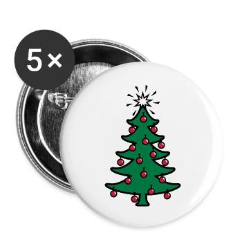 Noël / arbre de Noël (3c) - Lot de 5 grands badges (56 mm) - blanc - Devant