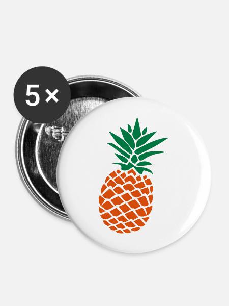 Ananas Bahamas - Buttons groß 56 mm (5er Pack) - Weiß