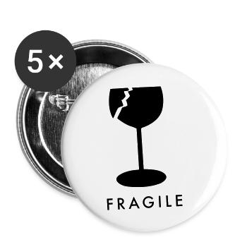E&R Verre fragile - Lot de 5 grands badges (56 mm) - blanc - Devant