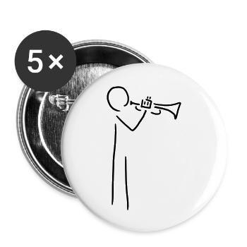 trompeter mit trompete - Buttons groß 56 mm (5er Pack) - Weiß - Vorne