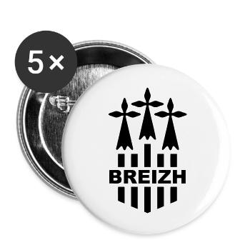 Breizh logo 2 - Lot de 5 grands badges (56 mm) - blanc - Devant