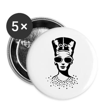 Frau mit Sonnenbrille mit Nofretete Hut - Buttons groß 56 mm (5er Pack) - Weiß - Vorne