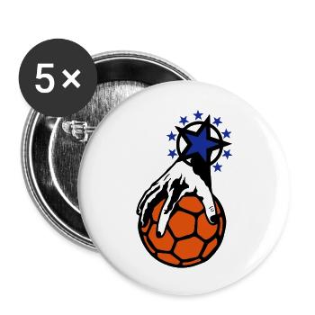 handball main hand mano prise ballon - Lot de 5 grands badges (56 mm) - blanc - Devant