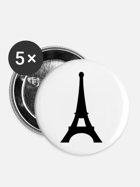 Paris Eiffelturm - Buttons groß 56 mm (5er Pack) - Weiß