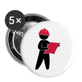 Un ingénieur sur un chantier de construction - Lot de 5 grands badges (56 mm) - blanc - Devant