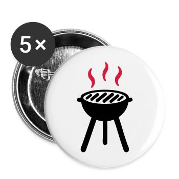 Grill - Lot de 5 grands badges (56 mm) - blanc - Devant