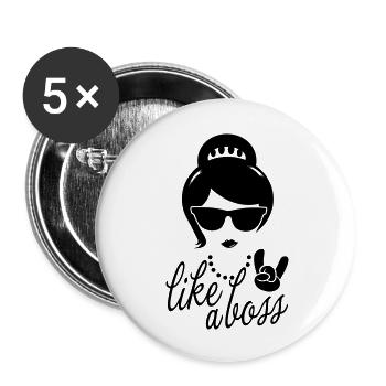 Like a i love strong hipster female boss woman mom - Lot de 5 grands badges (56 mm) - blanc - Devant