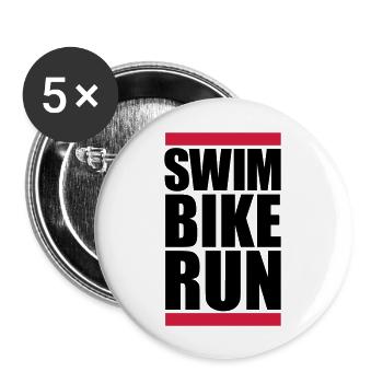 swim bike run text logo triathlon sport marathon a - Buttons large 2.2''/56 mm (5-pack) - white - Front