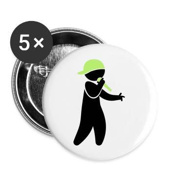 Ein Hiphop Star singt in ein Mikrofon - Buttons groß 56 mm (5er Pack) - Weiß - Vorne