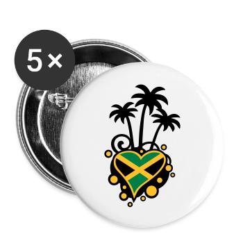 Palmen-Design (Jamaika-Herz) - Buttons groß 56 mm (5er Pack) - Weiß - Vorne