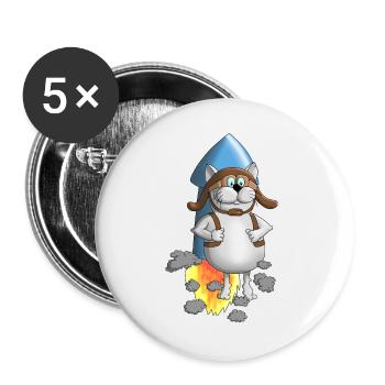 Nouveau départ - Rocket - Comic - Lot de 5 grands badges (56 mm) - blanc - Devant