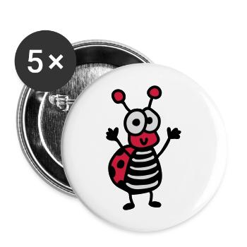 coccinelle gai - Lot de 5 grands badges (56 mm) - blanc - Devant