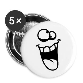 Crazy Face - Buttons groß 56 mm (5er Pack) - Weiß - Vorne