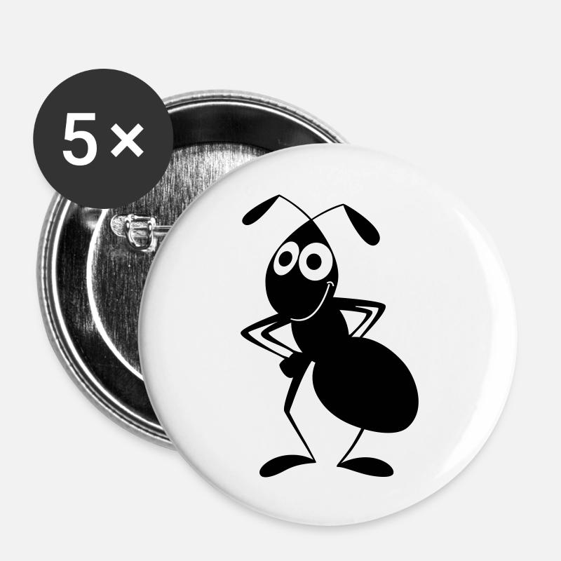 Ameise - Buttons groß 56 mm (5er Pack) - Weiß