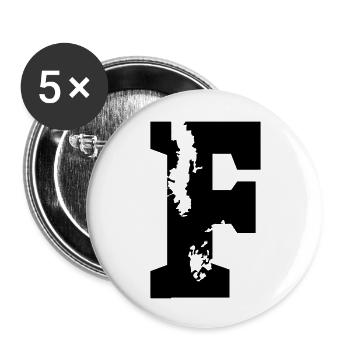 F - Buchstabe - Buttons groß 56 mm (5er Pack) - Weiß - Vorne
