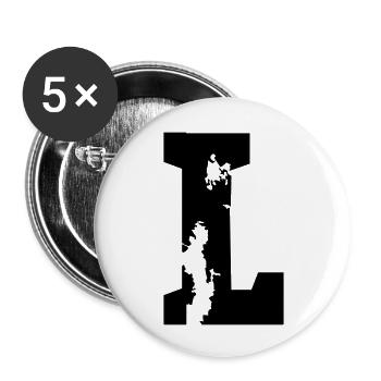 L - Buchstabe - Buttons groß 56 mm (5er Pack) - Weiß - Vorne