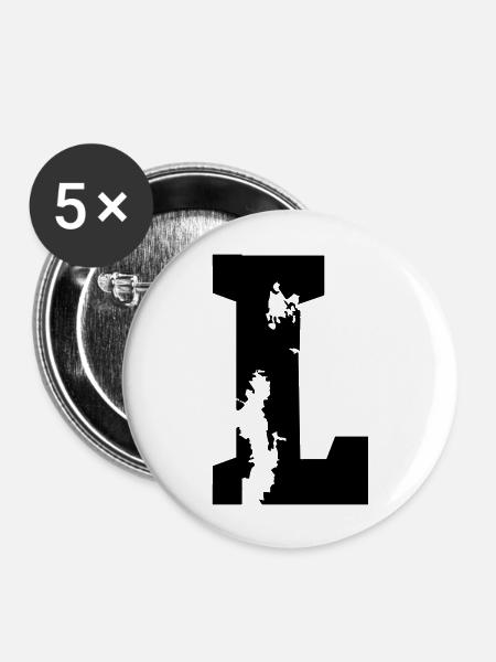 L - Buchstabe - Buttons groß 56 mm (5er Pack) - Weiß