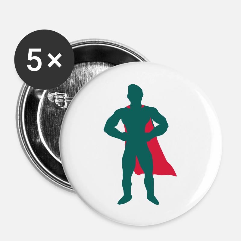 superhero - Buttons large 2.2''/56 mm (5-pack) - white