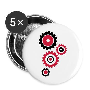 zahnraeder_hs2 - Lot de 5 grands badges (56 mm) - blanc - Devant