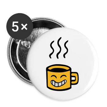 café kawaii anime smile ptit dej - Lot de 5 grands badges (56 mm) - blanc - Devant