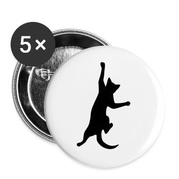 katze kletterkatze - Buttons groß 56 mm (5er Pack) - Weiß - Vorne