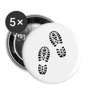 For lovers of hiking: hiking boots, footprints. - Buttons large 2.2''/56 mm (5-pack) - white - Front