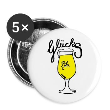 Glückspils - Buttons groß 56 mm (5er Pack) - Weiß - Vorne