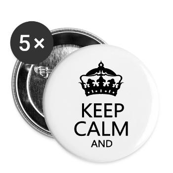 krone_keep_calm - Lot de 5 grands badges (56 mm) - blanc - Devant