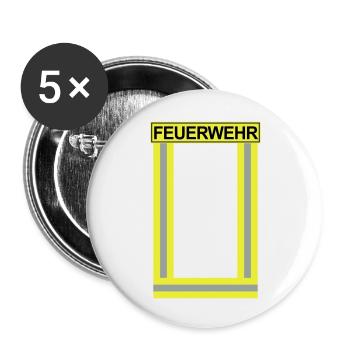 Feuerwehr-Neon - Buttons groß 56 mm (5er Pack) - Weiß - Vorne