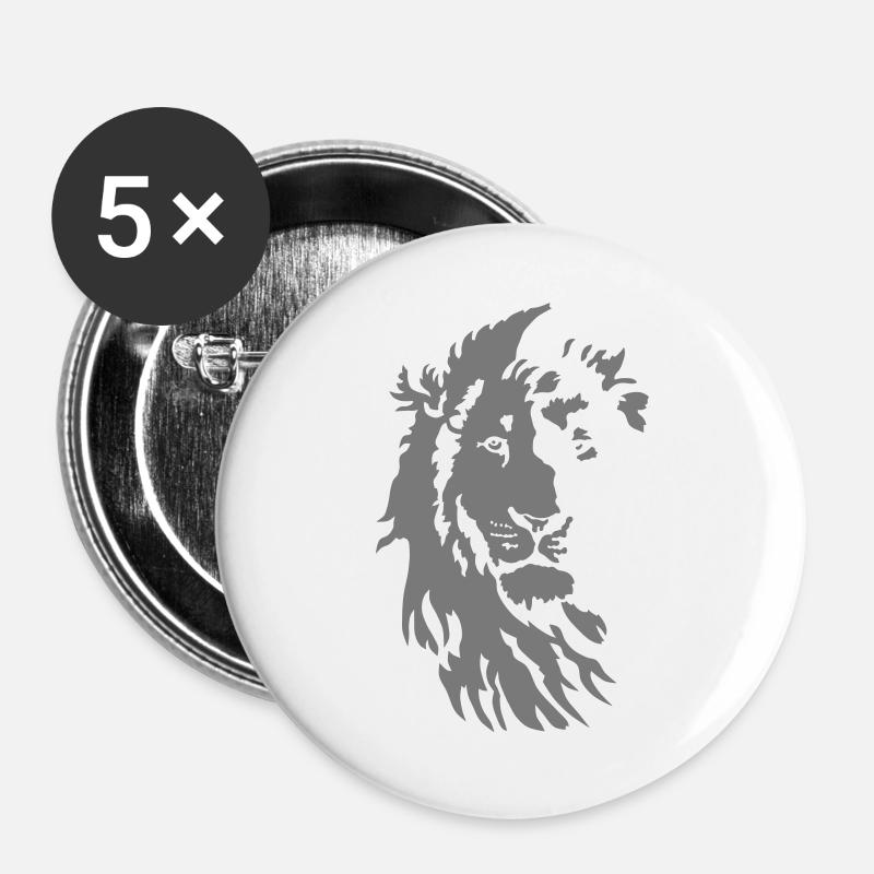 Lion - Buttons large 2.2''/56 mm (5-pack) - white