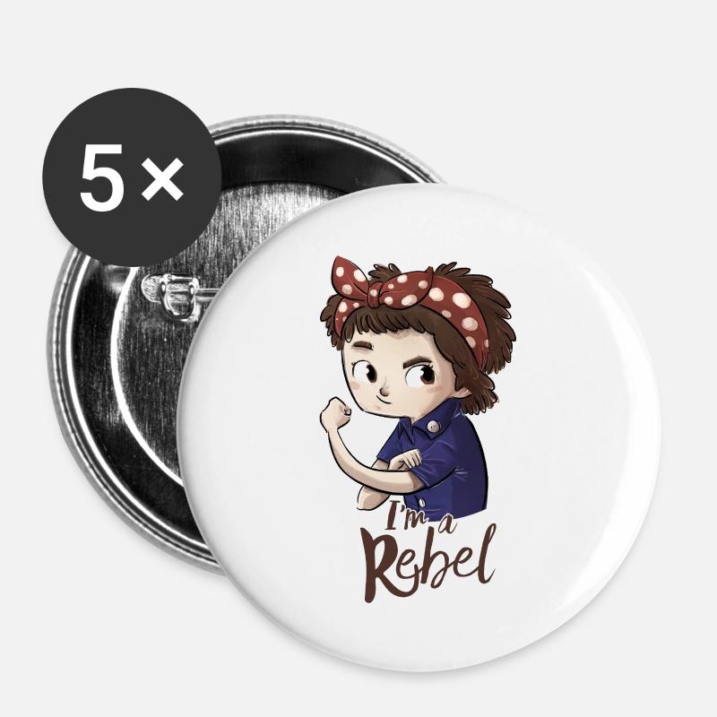 I'm a rebel - Buttons large 2.2''/56 mm (5-pack) - white