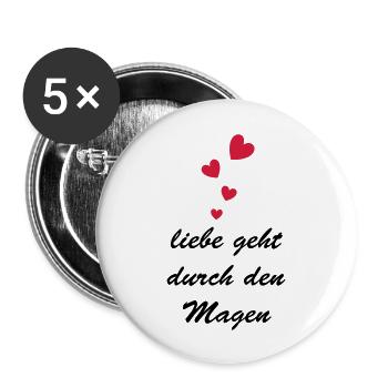 liebe geht durch den Magen - Buttons groß 56 mm (5er Pack) - Weiß - Vorne