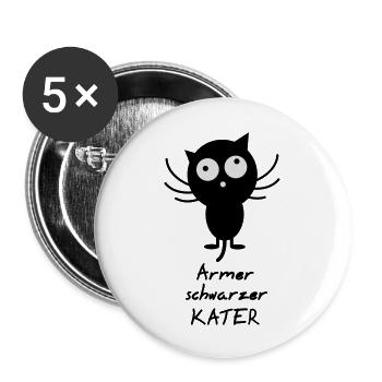 armer schwarzer Kater - Buttons groß 56 mm (5er Pack) - Weiß - Vorne