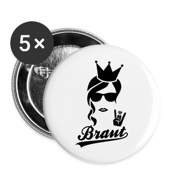 Braut - Team Braut - Junggesellinnenabschied - Buttons groß 56 mm (5er Pack) - Weiß - Vorne