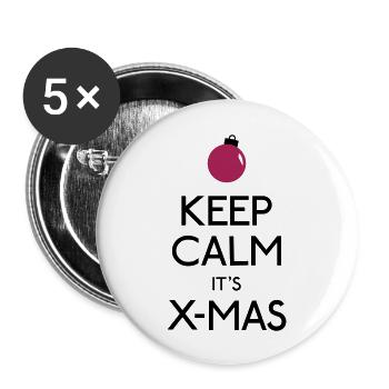 Keep Calm X-mas - Buttons groß 56 mm (5er Pack) - Weiß - Vorne