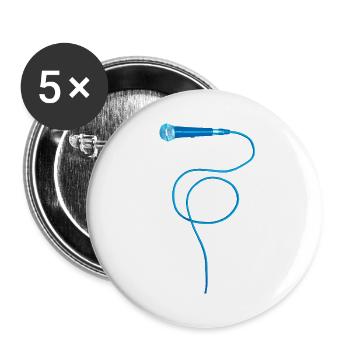 Mikrofon blau - Lot de 5 grands badges (56 mm) - blanc - Devant