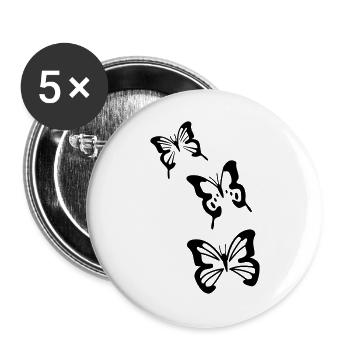 Schmetterlinge - Buttons groß 56 mm (5er Pack) - Weiß - Vorne