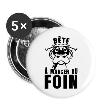 bete a manger du foin vache expression - Lot de 5 grands badges (56 mm) - blanc - Devant