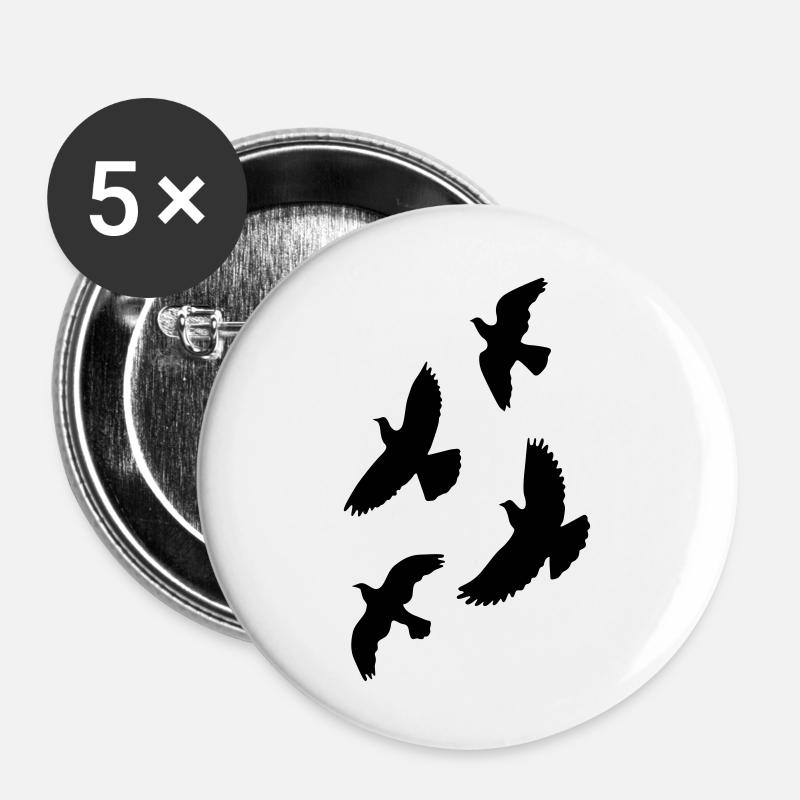 birds - Buttons large 2.2''/56 mm (5-pack) - white