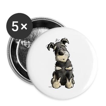 Drolliger Schnauzer - Buttons groß 56 mm (5er Pack) - Weiß - Vorne