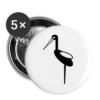 Storch, Hebamme, Hebammenmotiv - Buttons groß 56 mm (5er Pack) - Weiß - Vorne