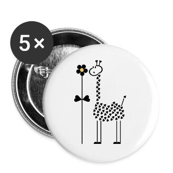 Girafe dans le guide / girafe (2c) - Lot de 5 grands badges (56 mm) - blanc - Devant