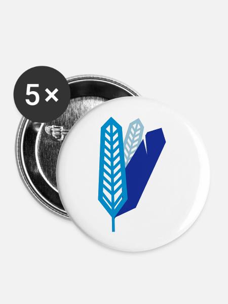 Federn - Buttons groß 56 mm (5er Pack) - Weiß