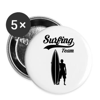 surfing team - Lot de 5 grands badges (56 mm) - blanc - Devant