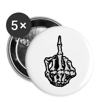 middlefinger_skull_02 - Buttons groß 56 mm (5er Pack) - Weiß - Vorne