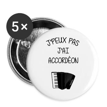 Accordéon / Accordéoniste / Musique / Musicien - Lot de 5 grands badges (56 mm) - blanc - Devant