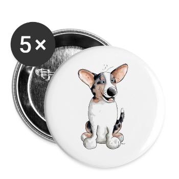 Cute Welsh Corgi Cardigan - Buttons large 2.2''/56 mm (5-pack) - white - Front